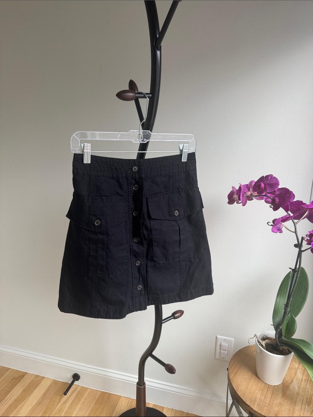 Banana Republic Black Button-Front Cargo Skort